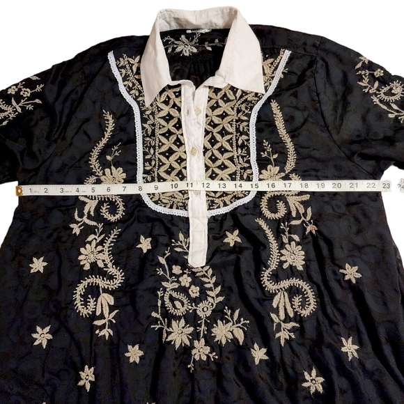 PONG Poco LTD Embroidered Hi-Low Tunic Top | Size Medium - Picture 5 of 7